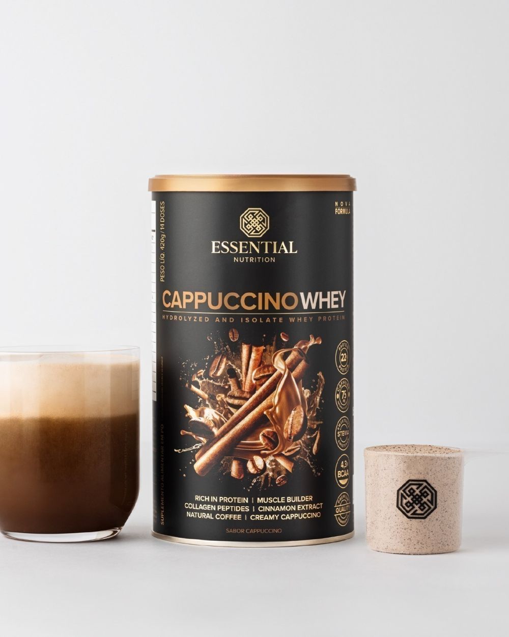 Cappuccino Whey Lata | Essential Nutrition 420g