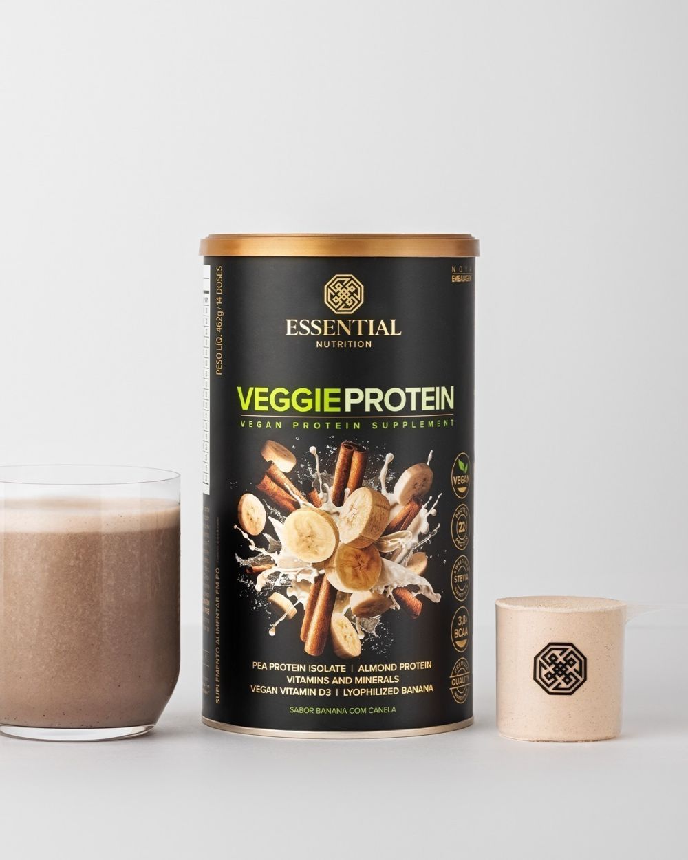 Veggie Protein Banana com Canela Whey Lata | Essential Nutrition 462g